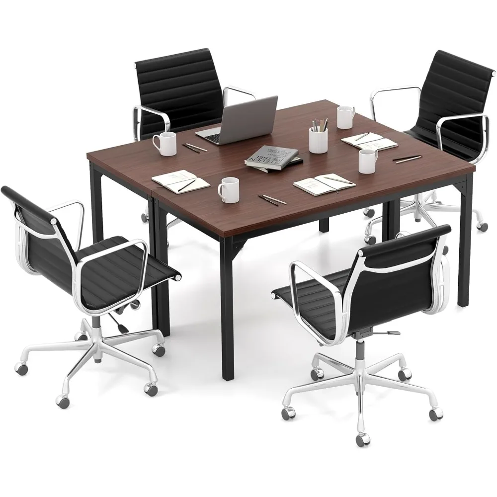 4.5FT Conference Table Set of 2, 55” x 24” Large Meeting Room Table W/Heavy Duty Steel Frame, Modern Computer Desk