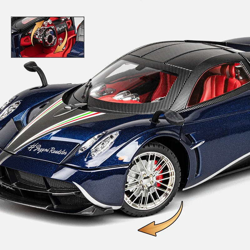 Pagani Huayra Dinastia Model mobil balap, mobil mainan logam, Model simulasi suara dan cahaya 1:24