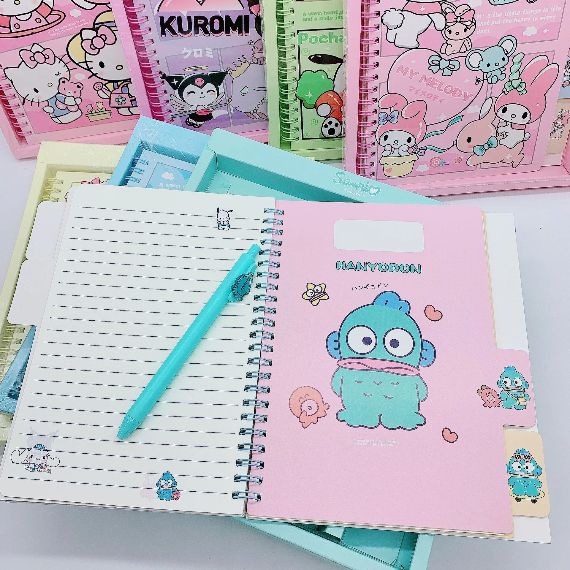 Imagem -03 - Sanrio Notebook Gel Pen Grupo Melody Kuromi Pachacco Olá Kitty Bloco de Notas Diário Planejador Agenda Memorando Material Escolar Papelaria Crianças