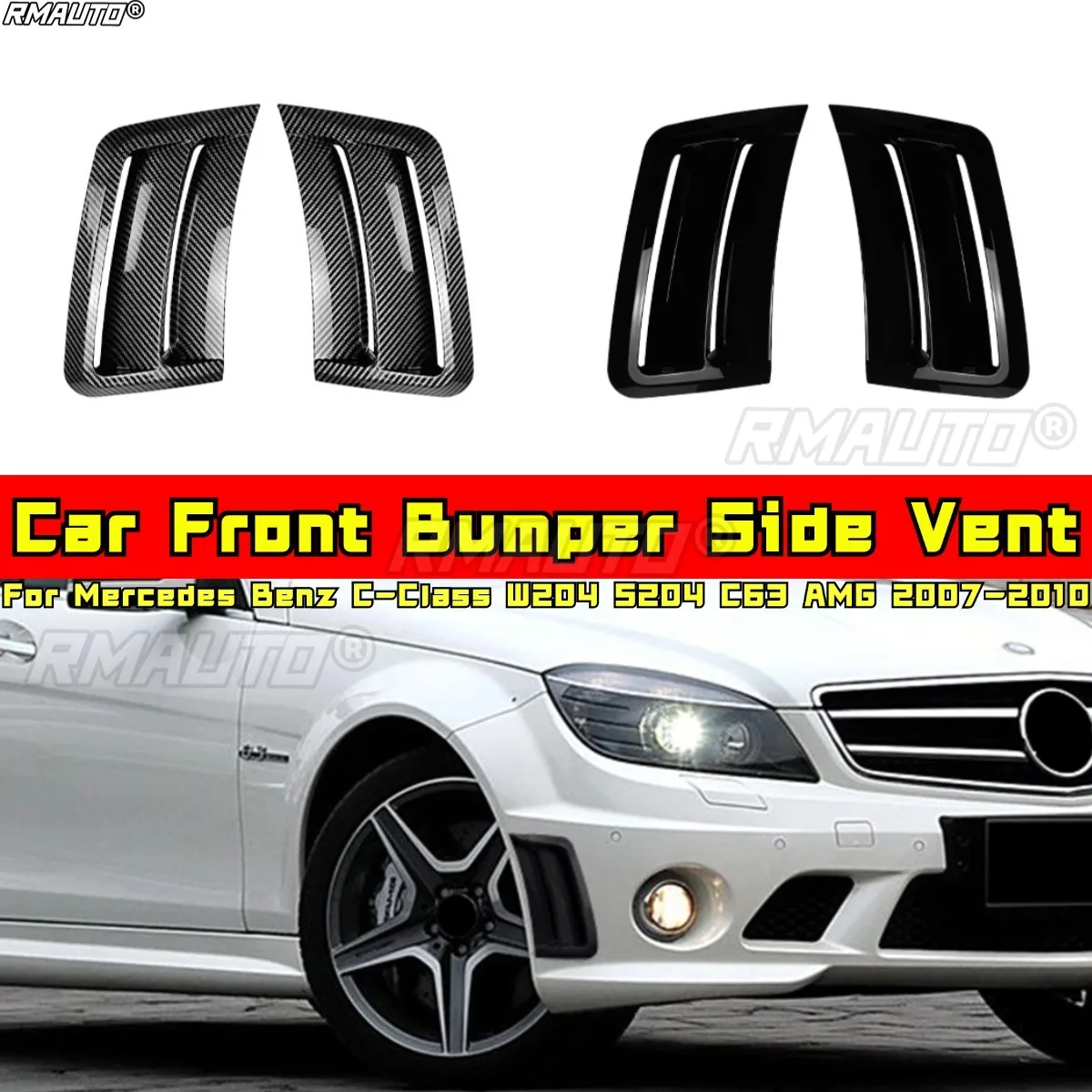 

For Mercedes Benz C-Class W204 S204 C63 AMG 2007-2010 Body Kit Car Front Bumper Side Vent Air Vent Outlet Covers Car Accessories