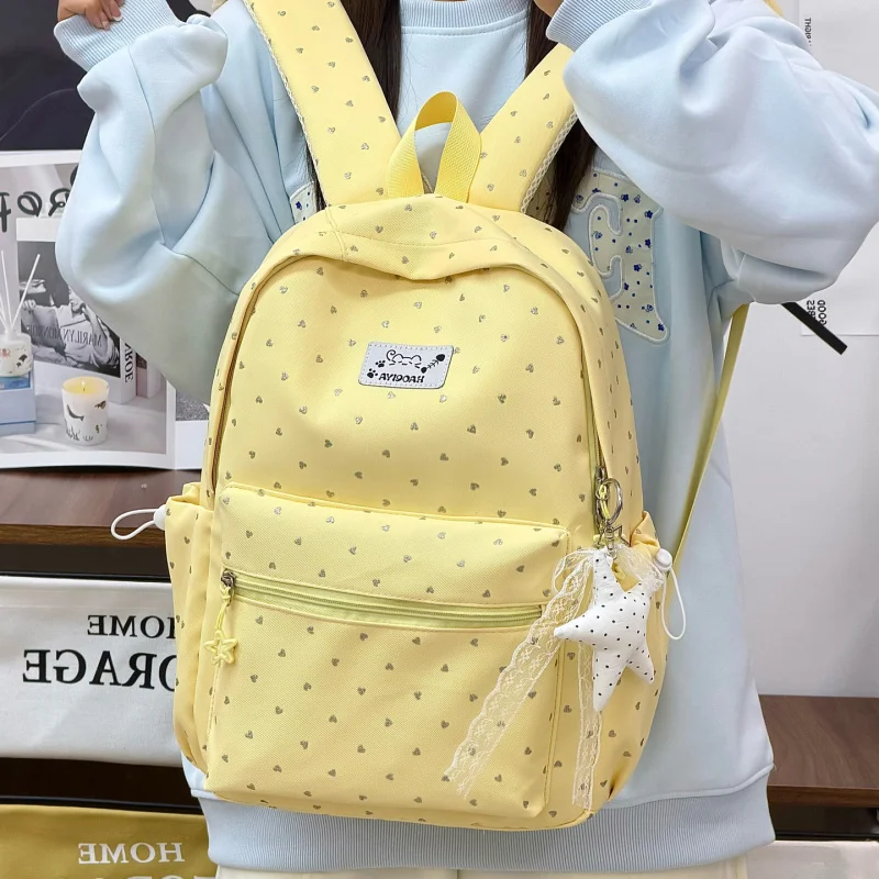 Japanese Style New Candy Color Backpack High Capacity Lightweight School Bag for High School Students Teens Travel Daily Use