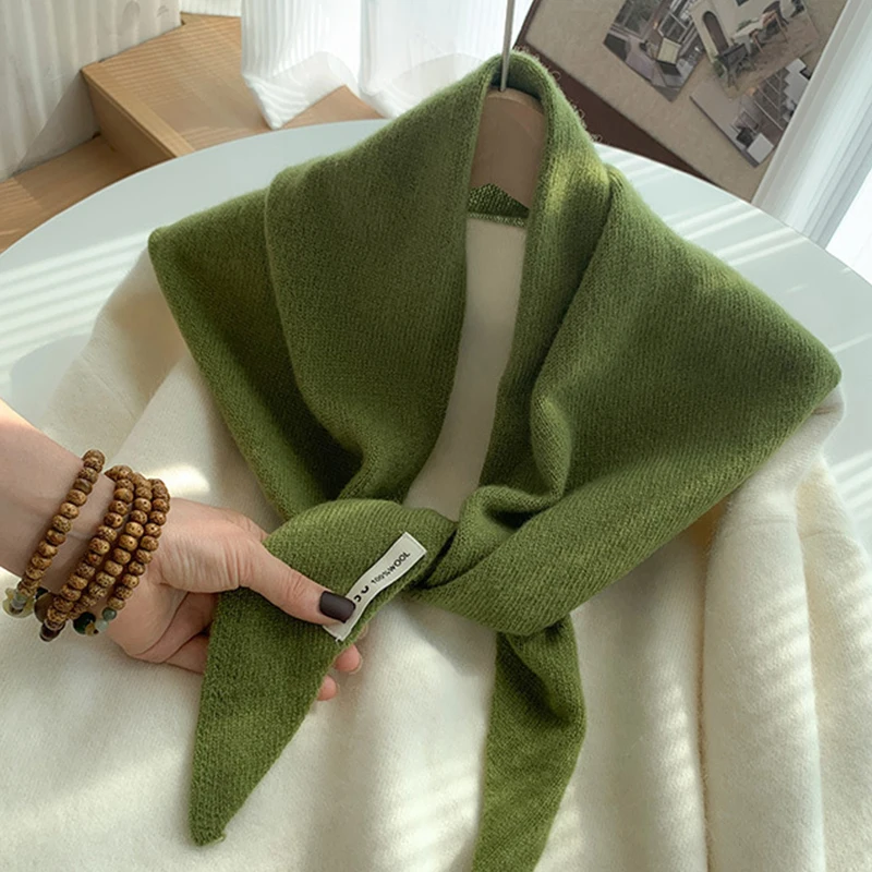 

Роскошный кашемировый шарф, зимний удобный мягкий теплый треугольный шарф, яркий однотонный дизайн, толстая шаль, вязаный шарф