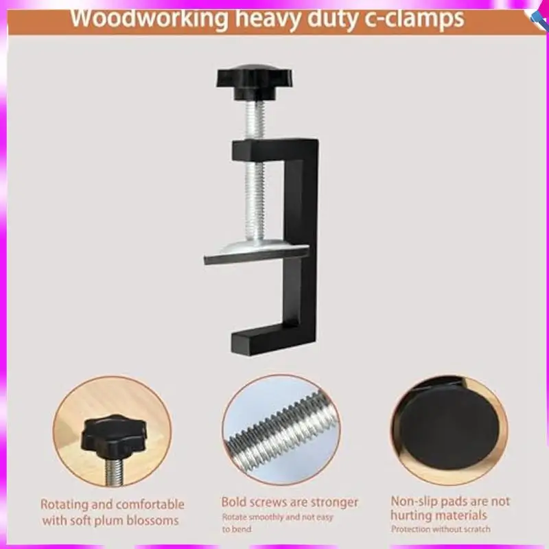 

N96R 6Pcs G Clamps For Woodworking Universal C-Clamp Small Desk Clamp Cabinet Face Frame With Stable Wide Jaw C Clamps