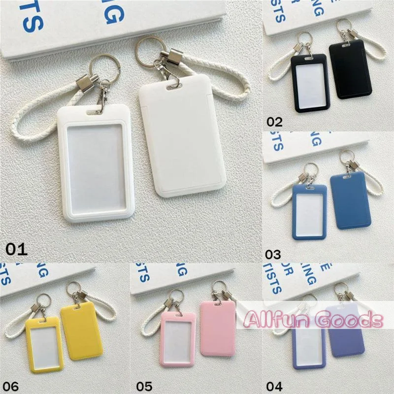 [TG835]Multicolor Matte Plastic ID Card Holder Wrist Lanyard Scratch Resistant Shell For Students Office Workers Access Cards