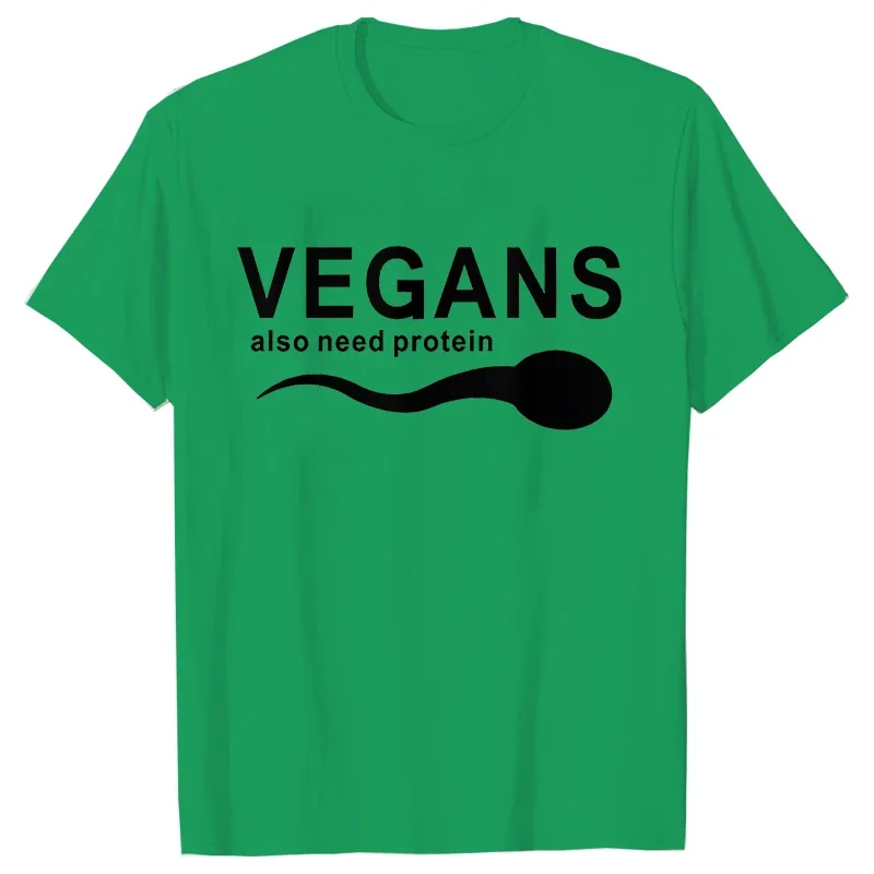 Funny Vegans Men\'s Clothing Also Need Protein Slogan Letter T Shirts Men Graphic Print Vegetable Vegetarianism Harajuku T-shirt