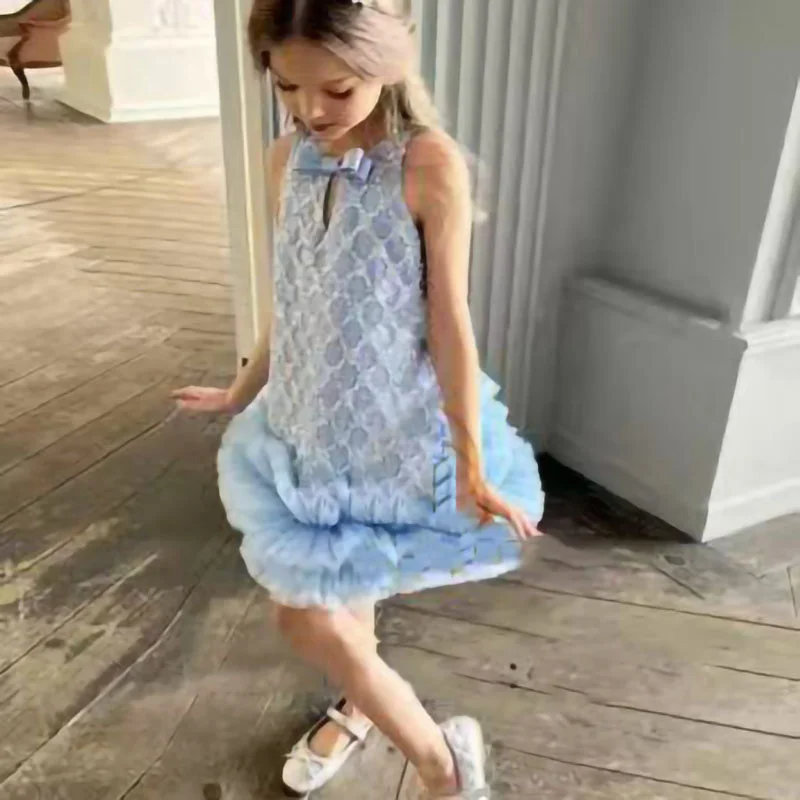 ベビーキッズプリンセスチュールスパンコールティアードフラワーガールドレス子供初聖体ドレスボールガウンウェディングパーティードレス誕生日