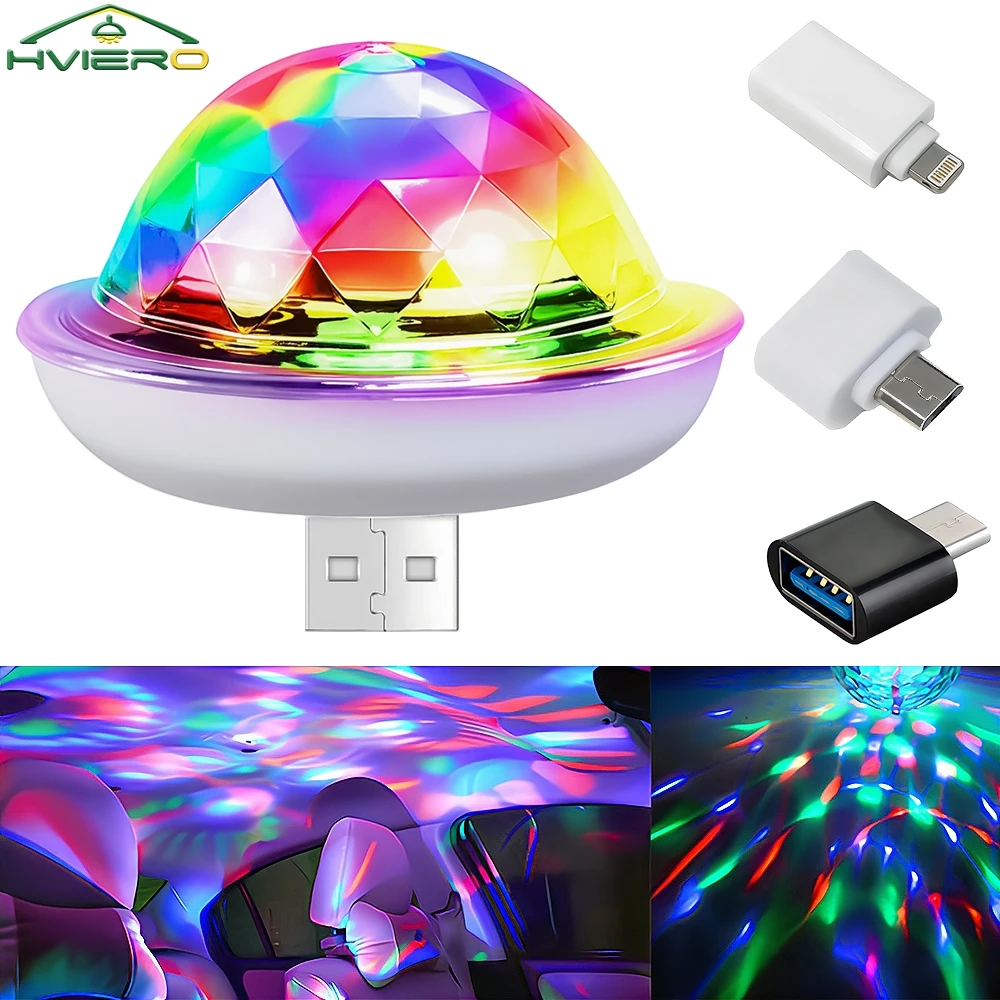 USB DJ Lamp DC 5V Led Bar Night Lights RGB Stage Projector Welcome Crystal Ball Sound Party Lighting Decoration Atmospheres Neon