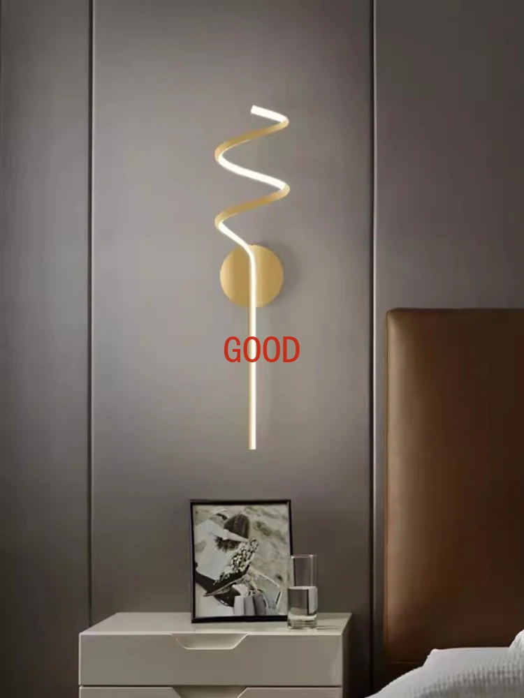 Modern LED wall lamp, living room hallway, TV background, bedroom bedside, creative spiral wall lamp