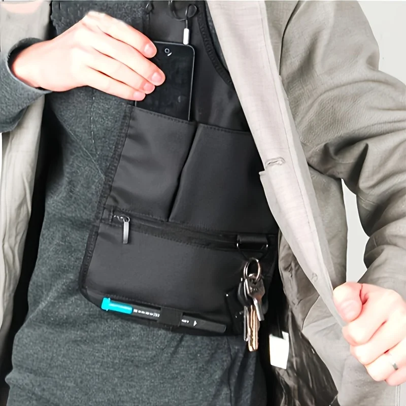 

1pcs Outdoor Nylon Underarm Vest Bag, Adjustable Double Strap Crossbody Sling Pack for Sports