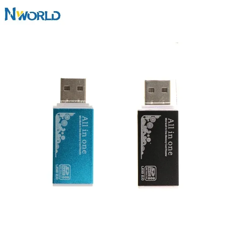 Nworld All in 1 Multimemory Card Reader Tiny Blue USB 2.0 Card Reader Adapter For Micro SD SDHC TF M2 MMC Laptop Accessories