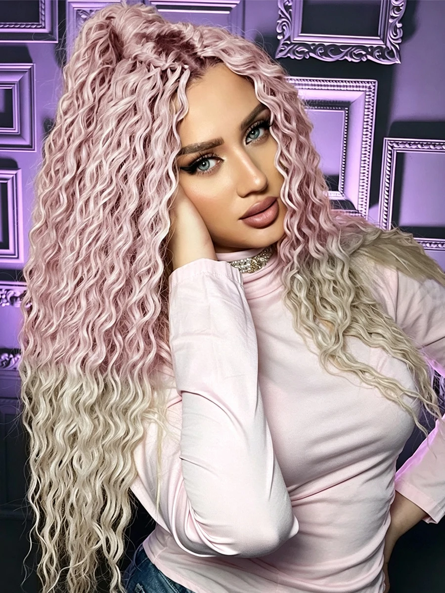Ariel Curl 22 30 Zoll Water Wave Twist Häkelhaarverlängerungen Synthetische Häkelzöpfe Ombre Rot Rosa Afro Locken Flechthaar – Detail 2