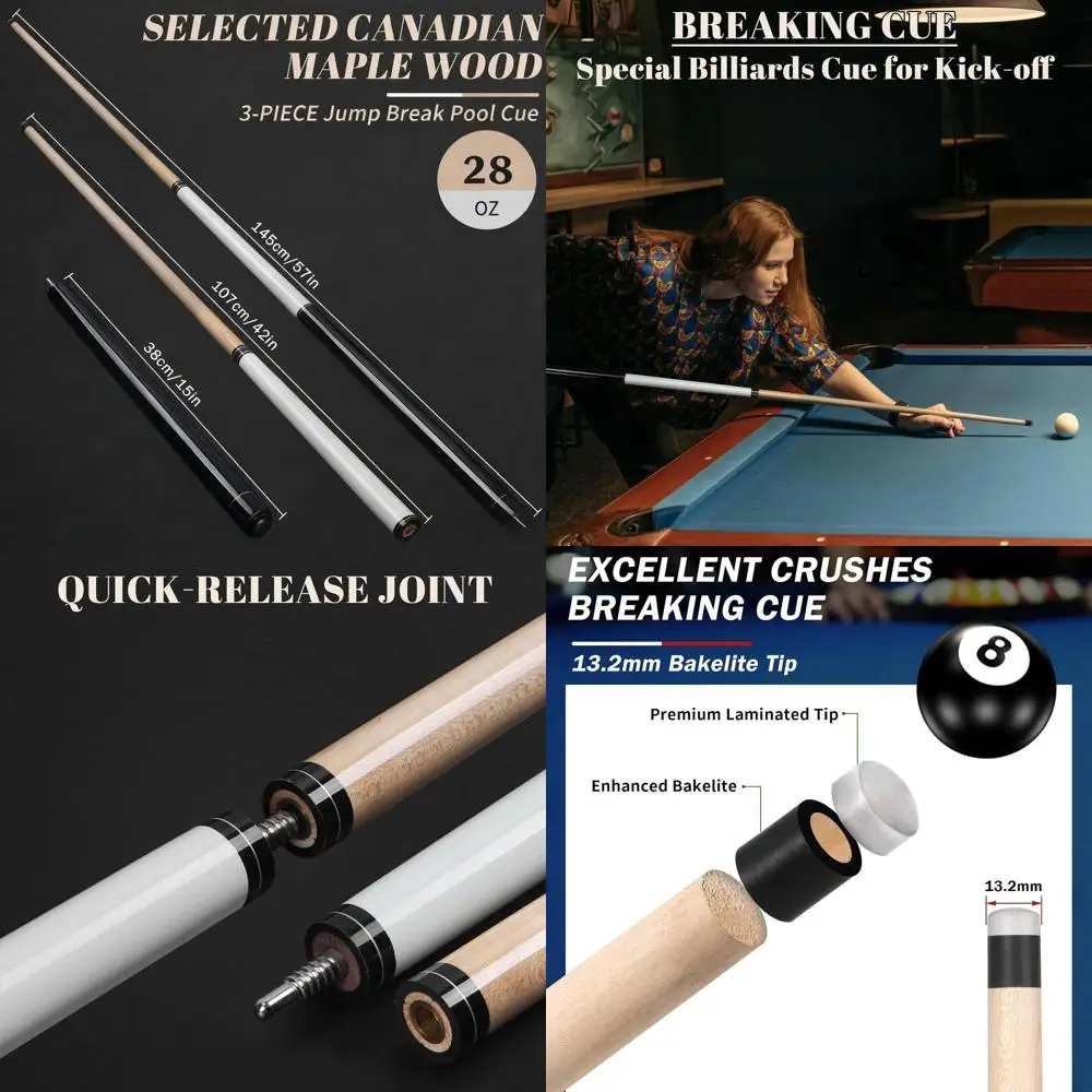 

2-in-1 Jump Break Stick 23-25oz 28oz Heavyweight Maple Wood Pool Cue
