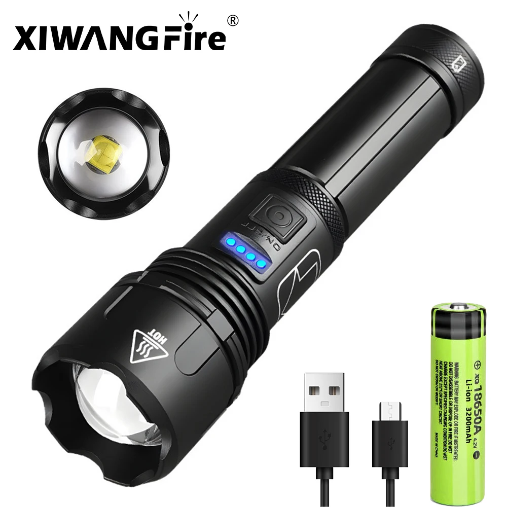 

XHP70 Led Flashlight Aluminum Alloy XHP50 Tactical Hunting Torch Usb Rechargeable Zoomable Lantern Use 18650 or AAA Battery