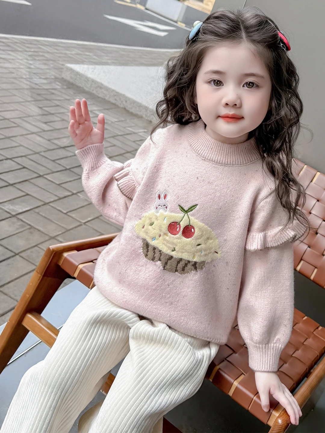 

Stylish Thick Knitted Girls Sweater Autumn Winter Fashion Base Layer Shirt Children's Winter Korean Version Yarn Shirt