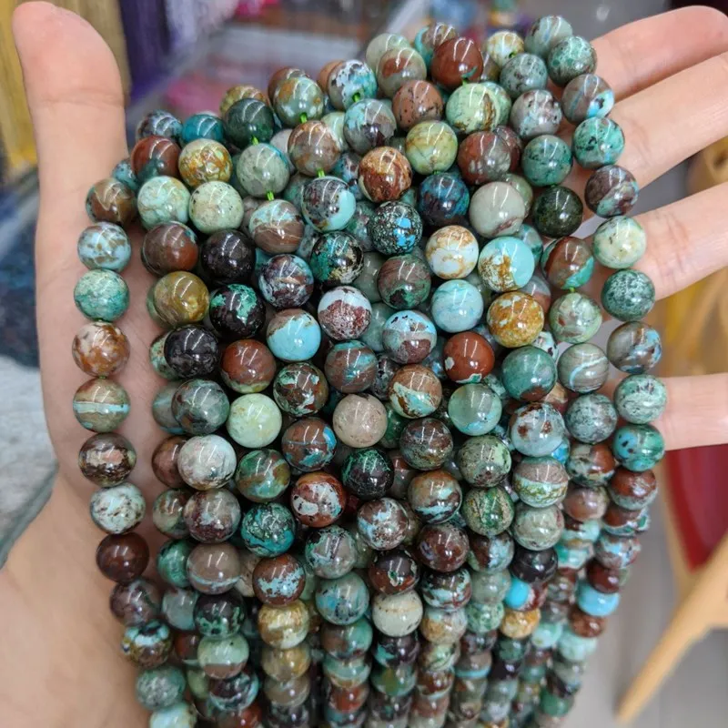 

7A loose beads Chrysocolla 6/8/10mm nature for DIY making jewelry necklace 38cm FPPJ wholesale