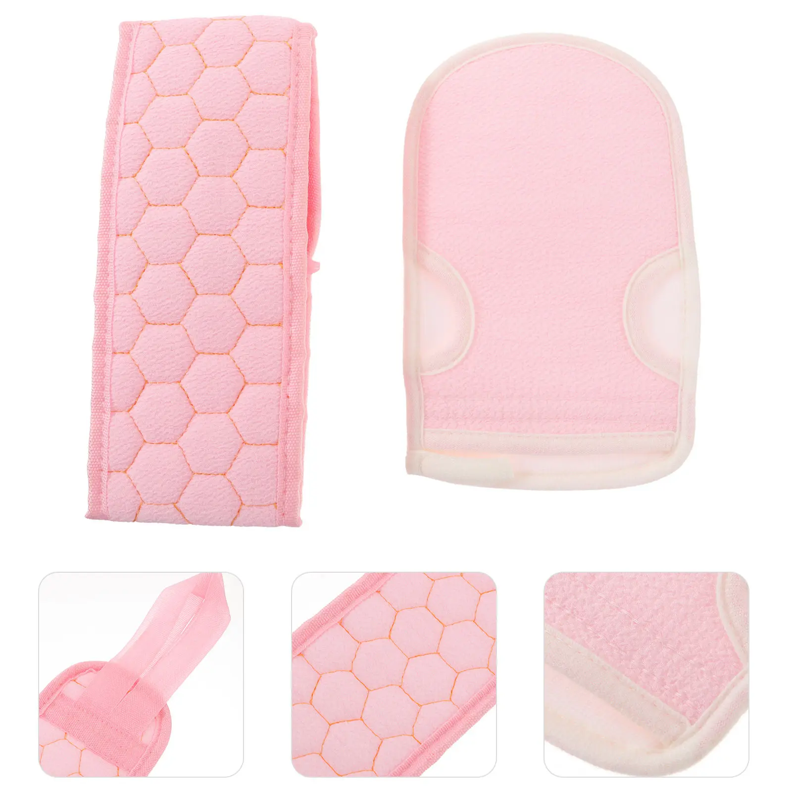 

2Pcs Dual Sided Shower Exfoliator Gloves Kit for Back Cleaning Scalp Massage Dry Brushing Body Detox Smooth Results