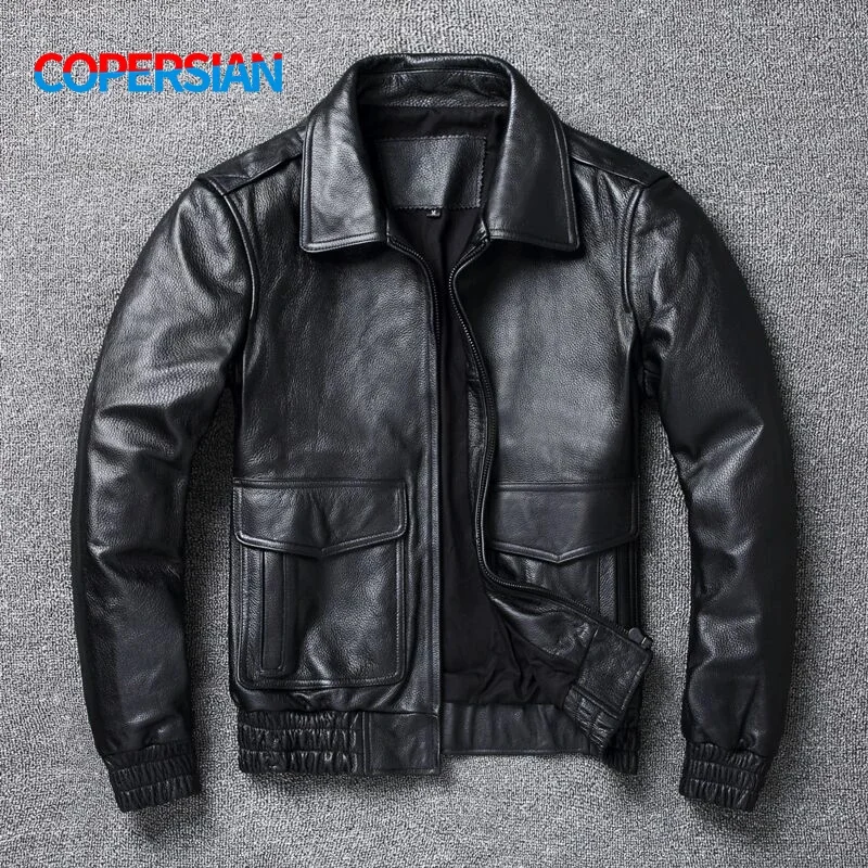 

COPERSIAN 2024 New Plus Size 8XL Men's winter Leather Jacket Men Classic A2 Cowhide Coat Genuine Quality