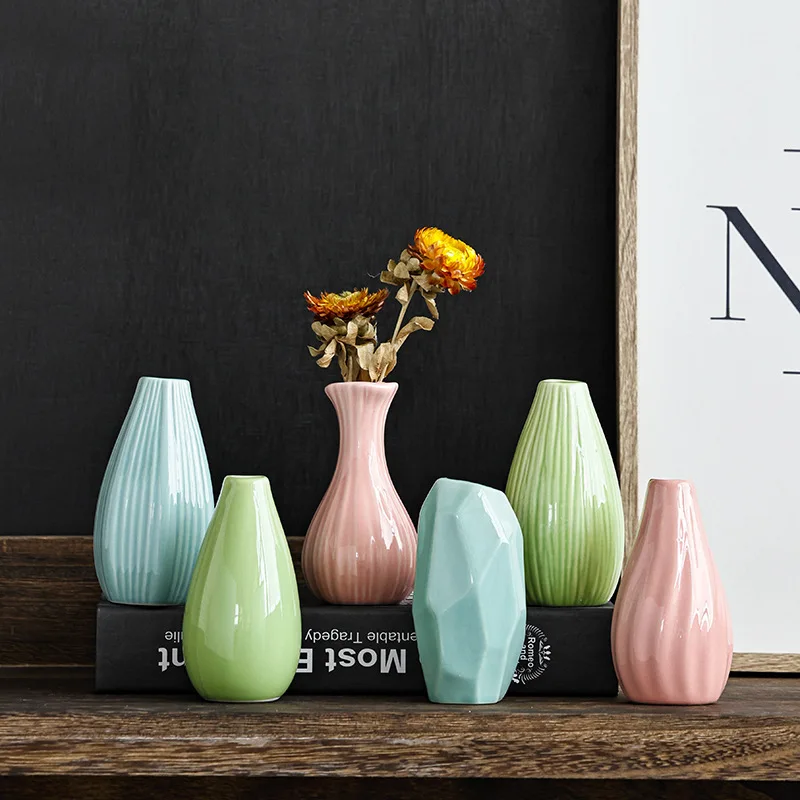 Ceramic Aroma Diffuser Bottle Hydroponic Mini Vase Creative Home Decor Flower Pot