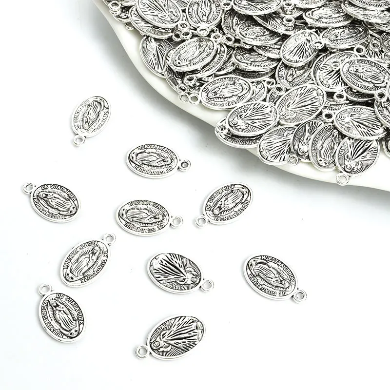 20pcs Religious Virgin of Guadalupe Charms Antique Silver Color Church Mary Amulet Pendants Christ Jesus Jewelry DIY Accessories