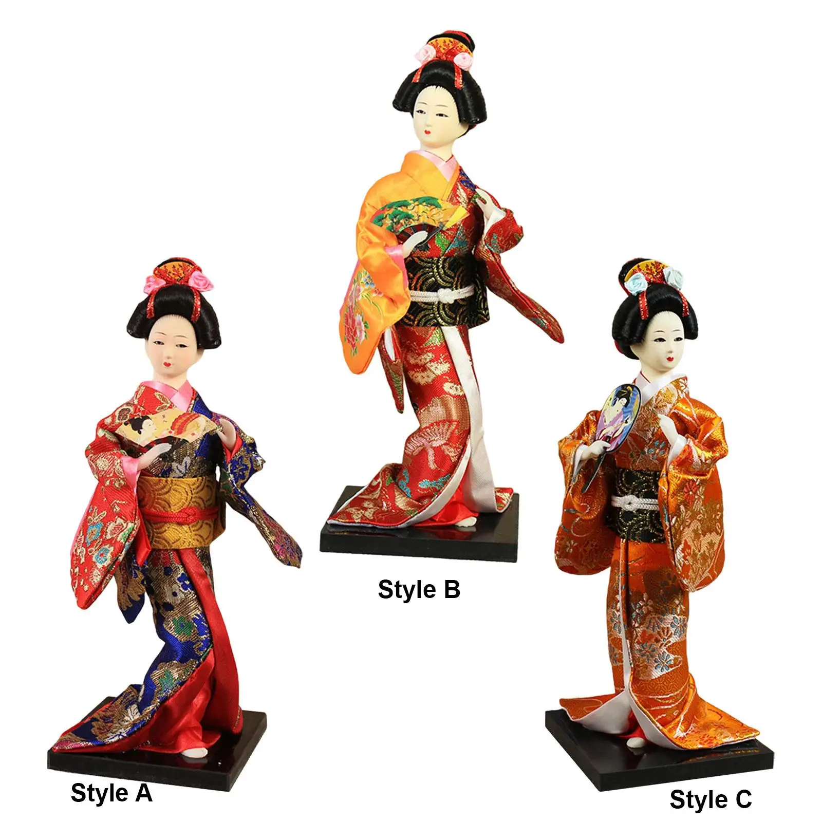 

Japanese Geisha 9 inch Oriental Doll Free Standing Vintage Style Decor Kimono Dolls for Bedroom Living Room Desktop Home Table