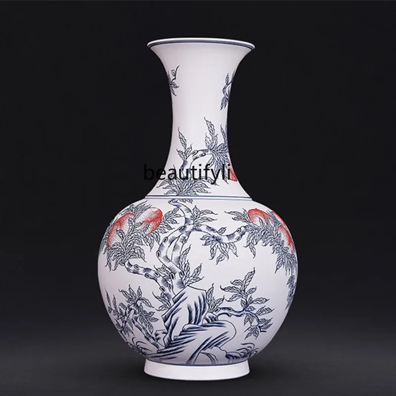 Ceramic Vase Decoration Antique Crafts Powder Doped Color Decorated Porcelain Hand Painted Flower Arrangement New Chinese Style