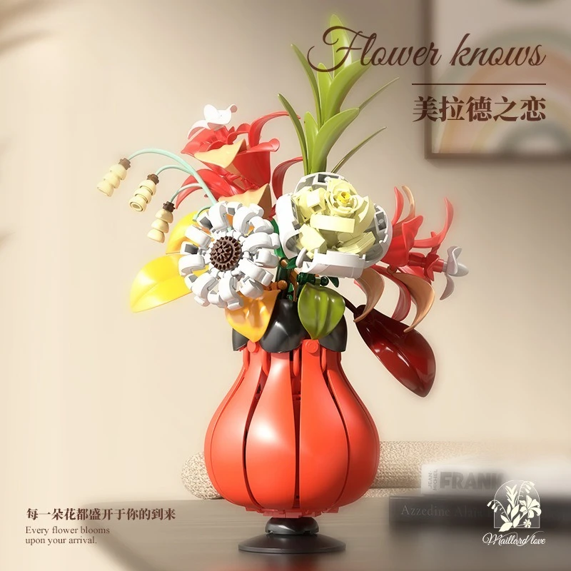 

MJ13068 Assembly toy, Maillard's Love Building Block bouquet, artificial flower plant, home decoration and ornament