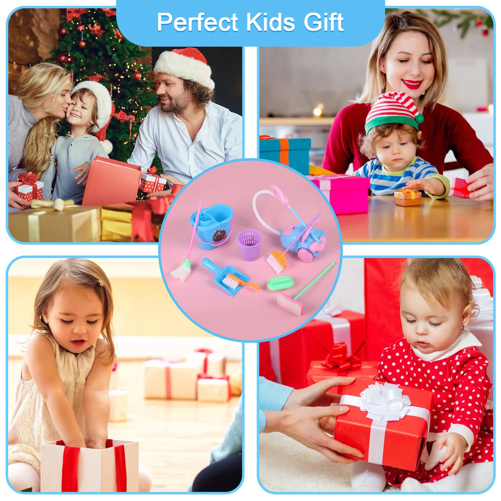 Mini balai et serpillière jouets 9 pièces/ensemble Kit d'outils de nettoyage pour enfants en bas âge Nettoyer les garçons et les filles Jouet éducatif amusant pour enfants