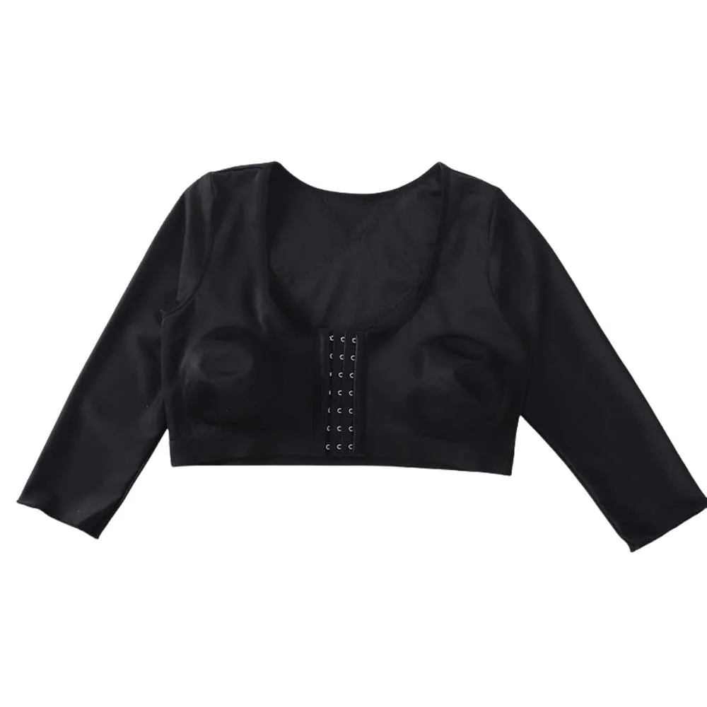 

Корректирующее белье с утягивающим эффектом, застежка на липучках спереди, компрессионное, рукава три четверти, регулируемое.