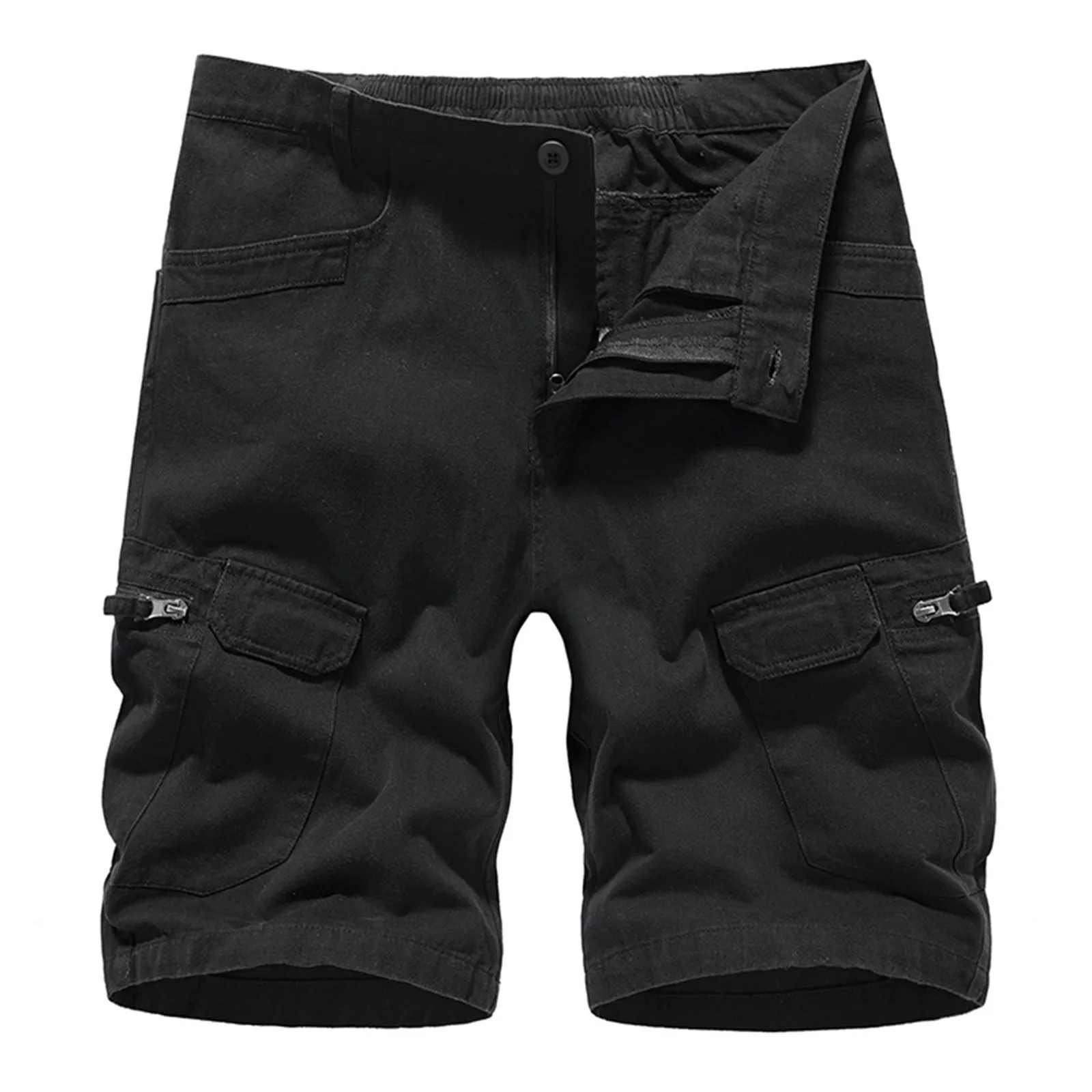 

Workwear Mens Shorts Solid Color Loose Fit Oversized Casual Capris Retro Classic Pocket Male Loose Shorts Overalls Cargo Pants