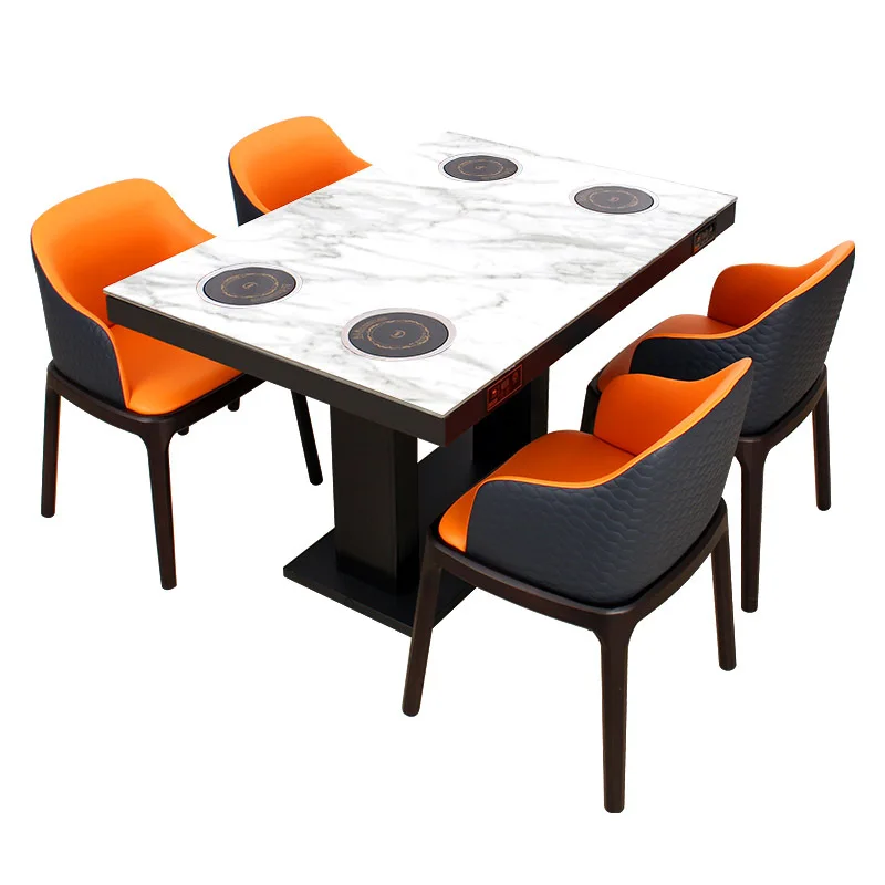

18 restaurant commercial buffet table one person one pot small induction cooker coconut chicken hot pot table 4-6-8 people