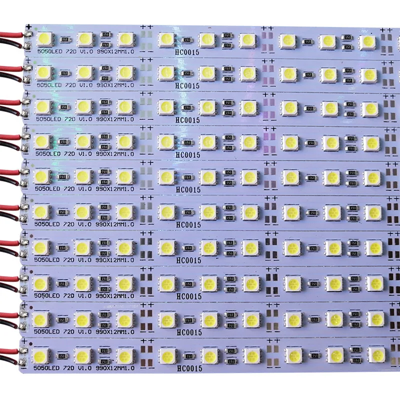 10pcs 21cm 29cm 50cm LED Hard Strip 5050 RGB Rigid Bar Strip Warm White 3000k Natural White 4000k 6000k Red Green Blue 72 leds/m