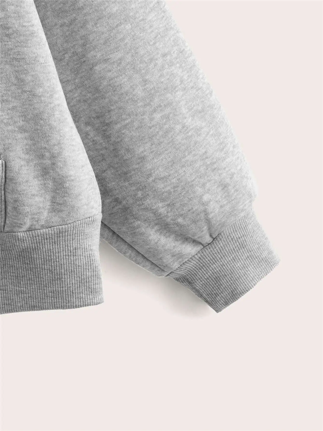 Grijze dameshoodie met rits, verlaagde schouder, capuchon met trekkoord en kangoeroezakken, casual herfstsweatshirt