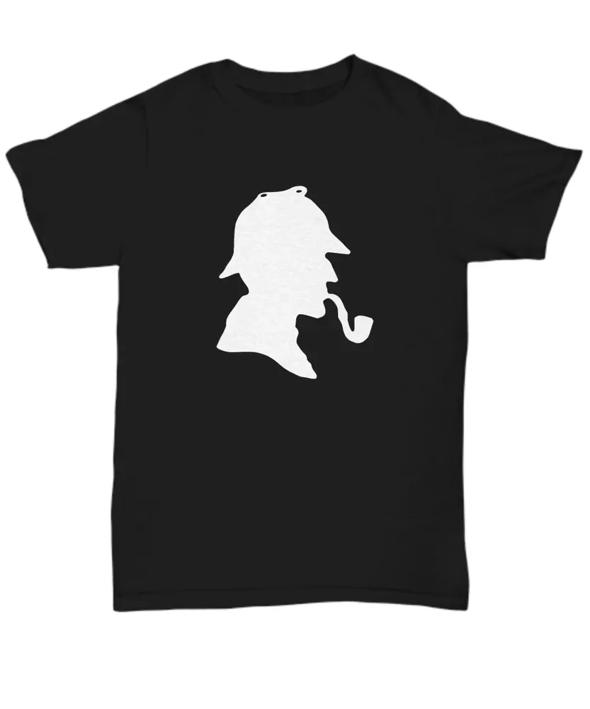 Famous detective  Holmes hat pipe shirt - book lover story apparelHigh Quality 100%Cotton Short Sleeve