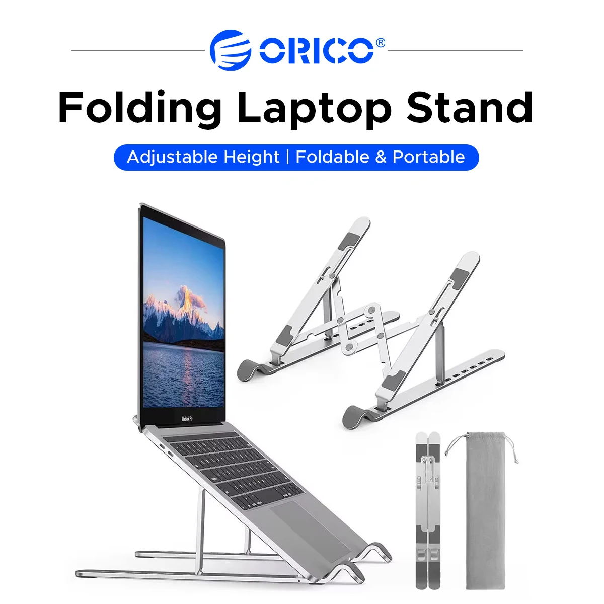 ORICO Foldable Aluminum Laptop Stand 7-Gear Adjustable Ergonomic Portable Cooling Holder For Macbook With Installation-Free