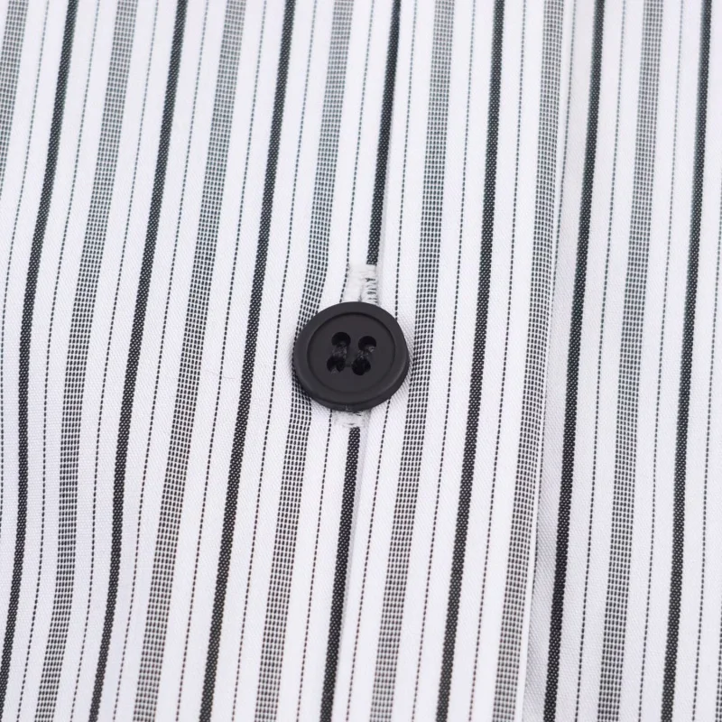 봄 가을 턴다운 칼라 긴 소매 포플린 스트라이프 셔츠 여성 타이 장식 다용도 셔츠 여성 캐주얼 루즈웨어