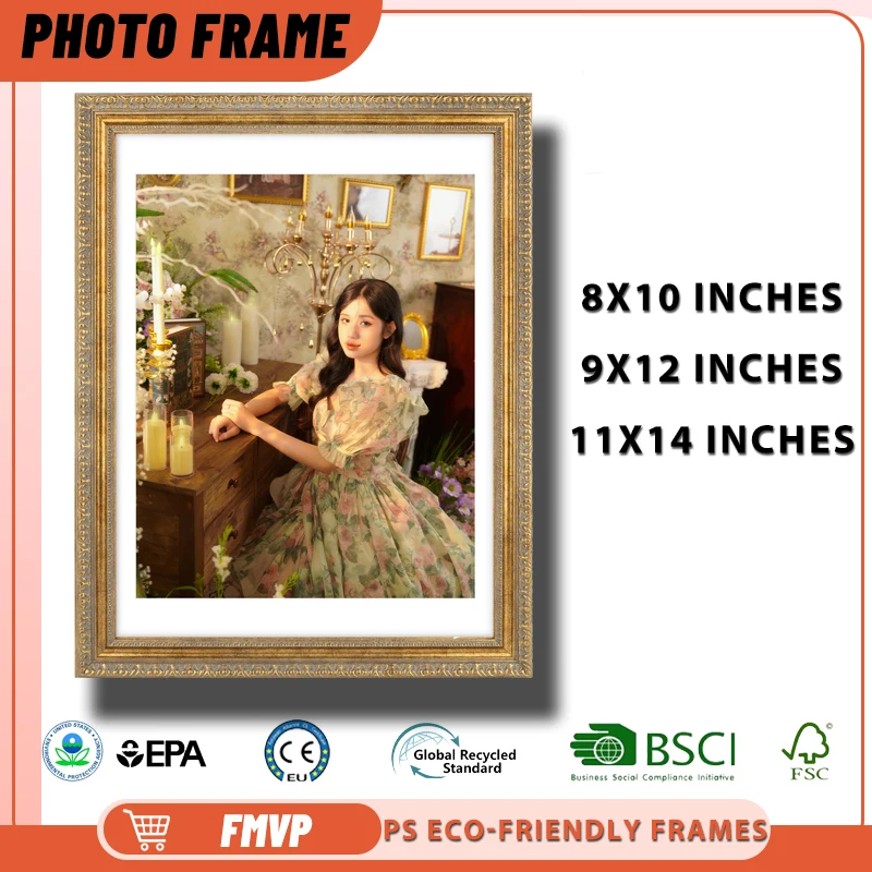 

18x20 Elegant Bronze Photo Frame with White Mat Ideal for Vintage Inspired Living Room Wall Displays Picture Frame