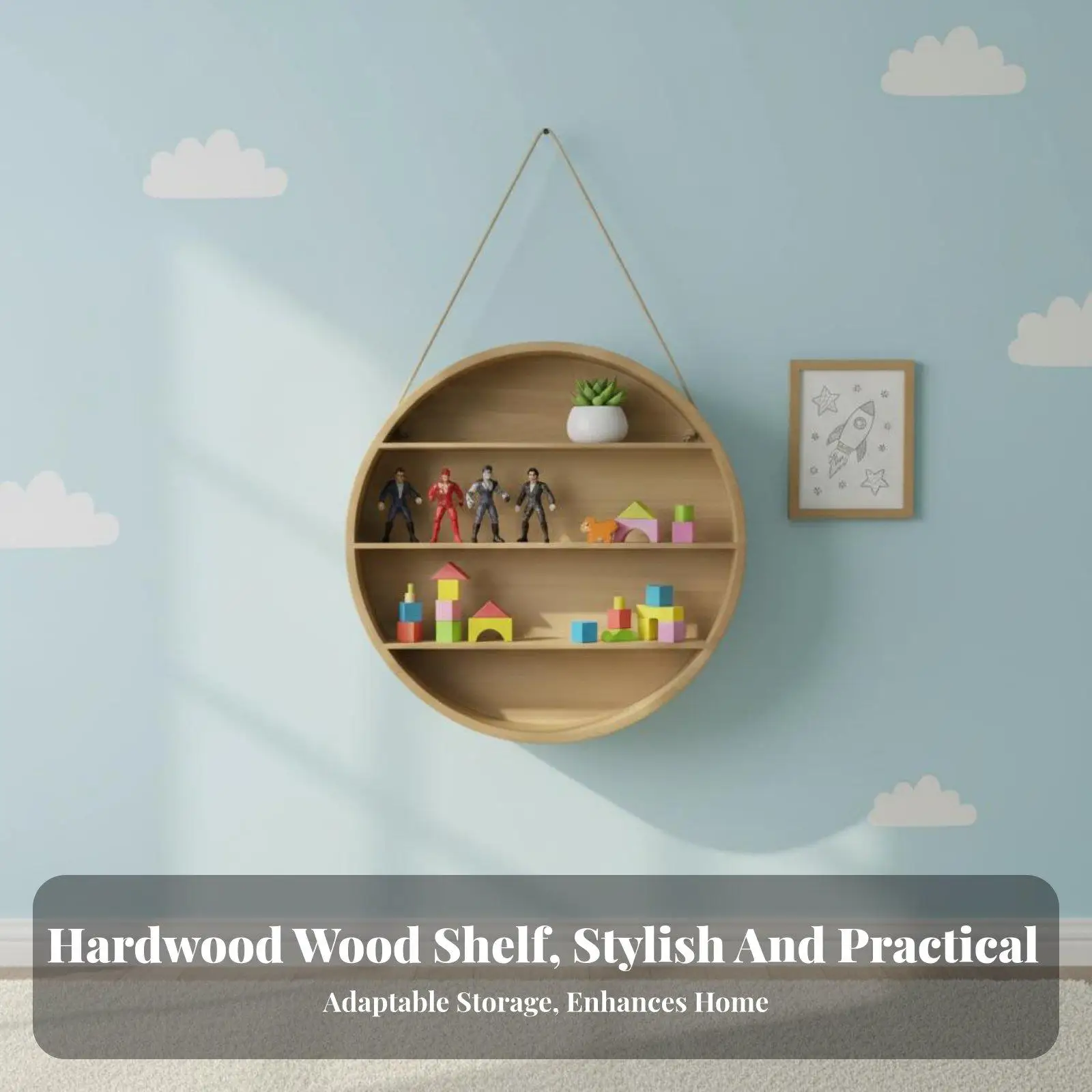 Multi Purpose Wooden Wall Shelf for Home Decor Floating Shelves for Books Small Plants and Figurines