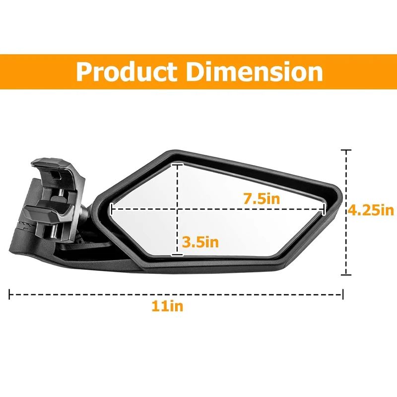 مرايا جانبية للدراجات النارية UTV مرايا سباق الرؤية الخلفية لـ Polaris RZR Ranger Maverick X3 قائد Maverick YXZ Wildcat 1.5 "-2" #6