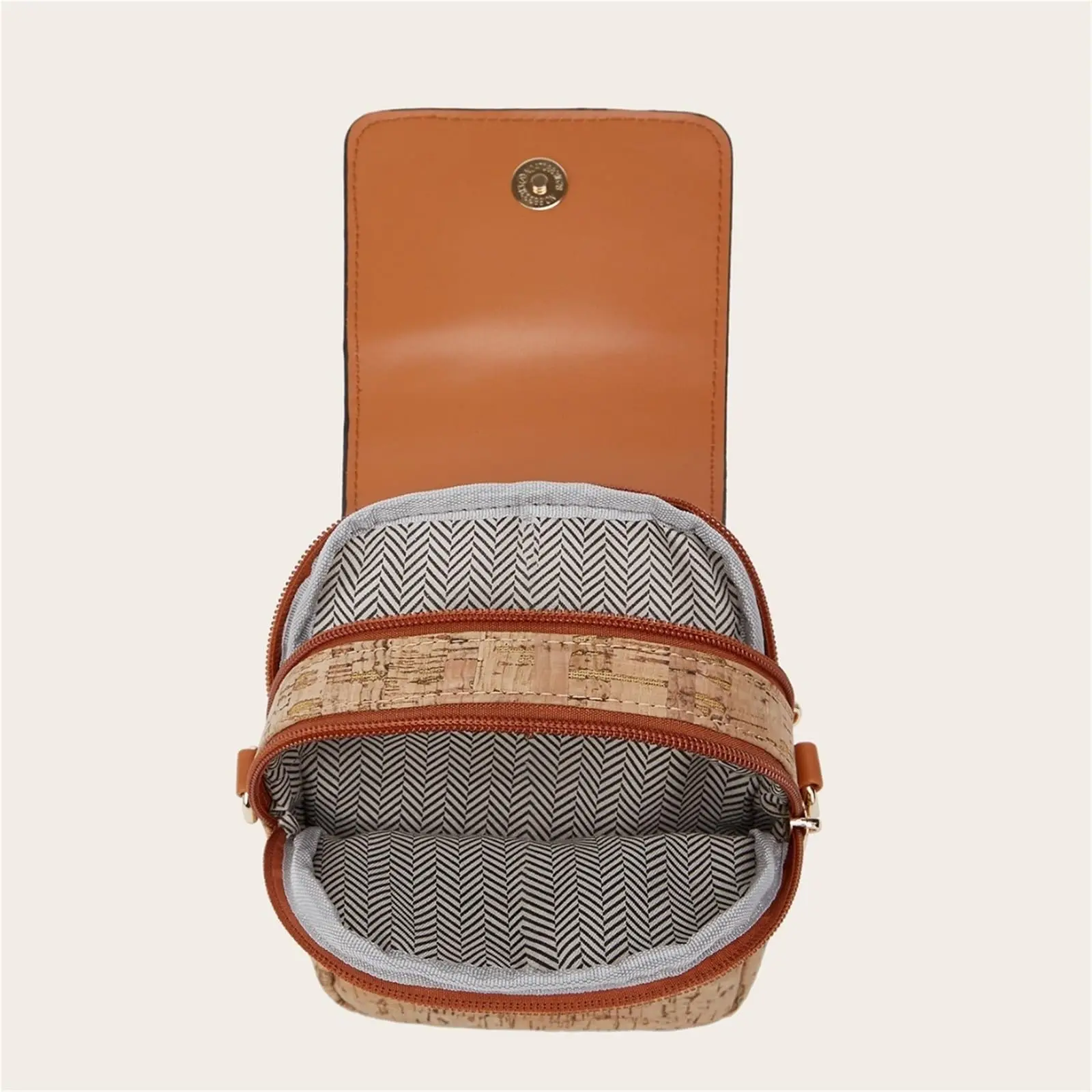 [Retro-Boho] Handytasche mit Blumenmuster und Rindenmuster, Damen-Umhängetasche mit Magnetverschluss, Mini-Quadrattasche im Ethno-Stil, tragbare Brusttasche, Schultertasche. – Detail 4