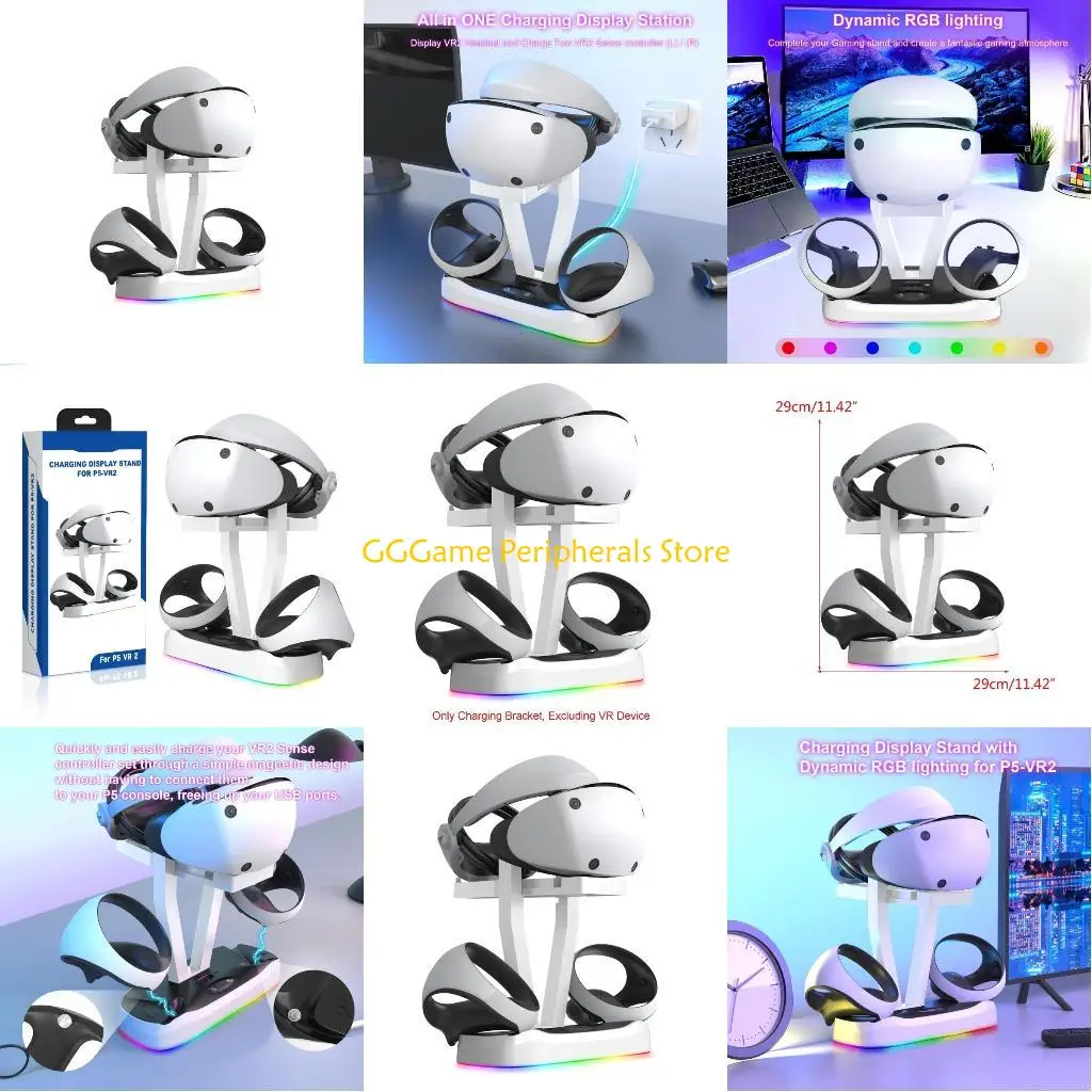 

U55B Зарядная станция Подставка для дисплея Док-станция-зарядное устройство Светодиодная витрина для наушников VR2
