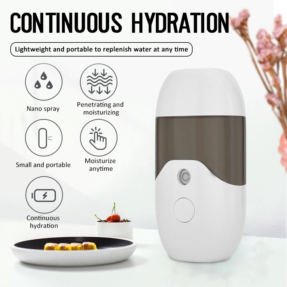 Facial Mist Face Steamer Spa Atomizer USB Mini Spa Face Steamer Portable Humidifier Rechargeable Moisturizing Nano