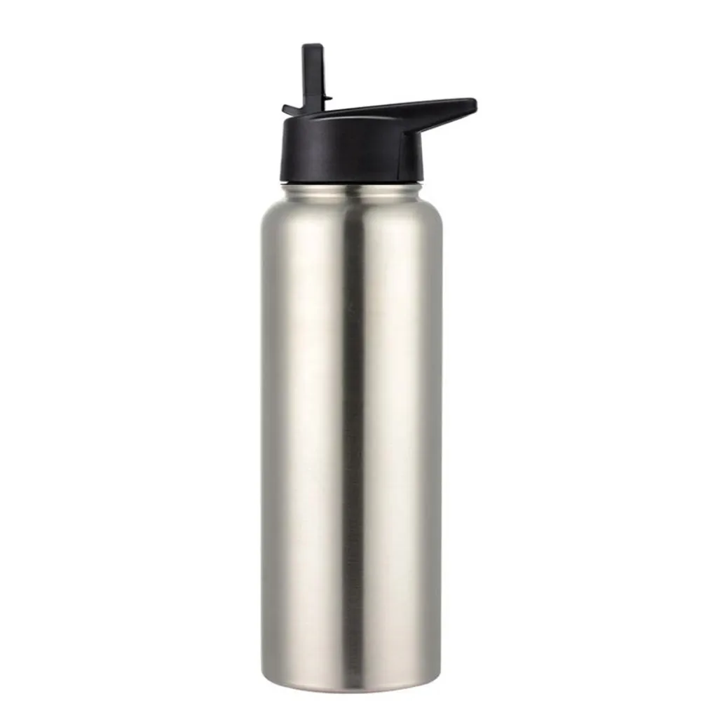 Botella de agua térmica portátil de acero inoxidable, termo de boca ancha aislado, vaso con tapa de paja para deporte, 18 oz