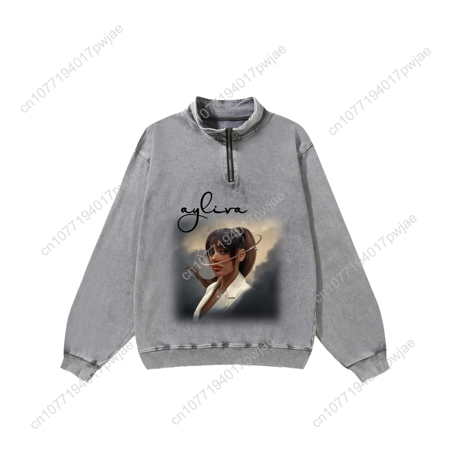 Ayliva Schwarzes Herz Wunder Felpa retrò personalizzata Uomo Donna Mezza cerniera Felpa vintage Foto Top su misura