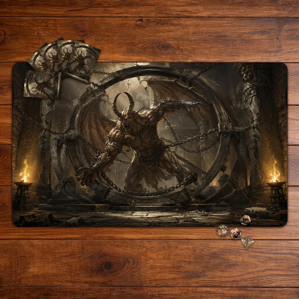 MTG Commander Playmat,  Temple Devil palymat, Familiar Fantasy Magic The Gathering EDH Card Game Rubber Base Gaming Mat