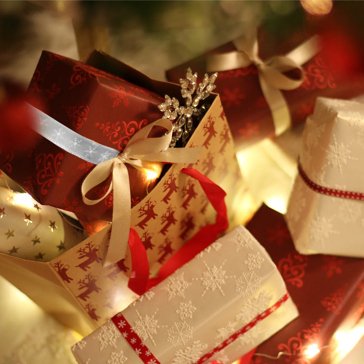 

10m Silver Snowflake Fabric Ribbon Printed Christmas Decoration DIY Crafts Wrapping Floral Balloon Ribbon Christmas Decoration