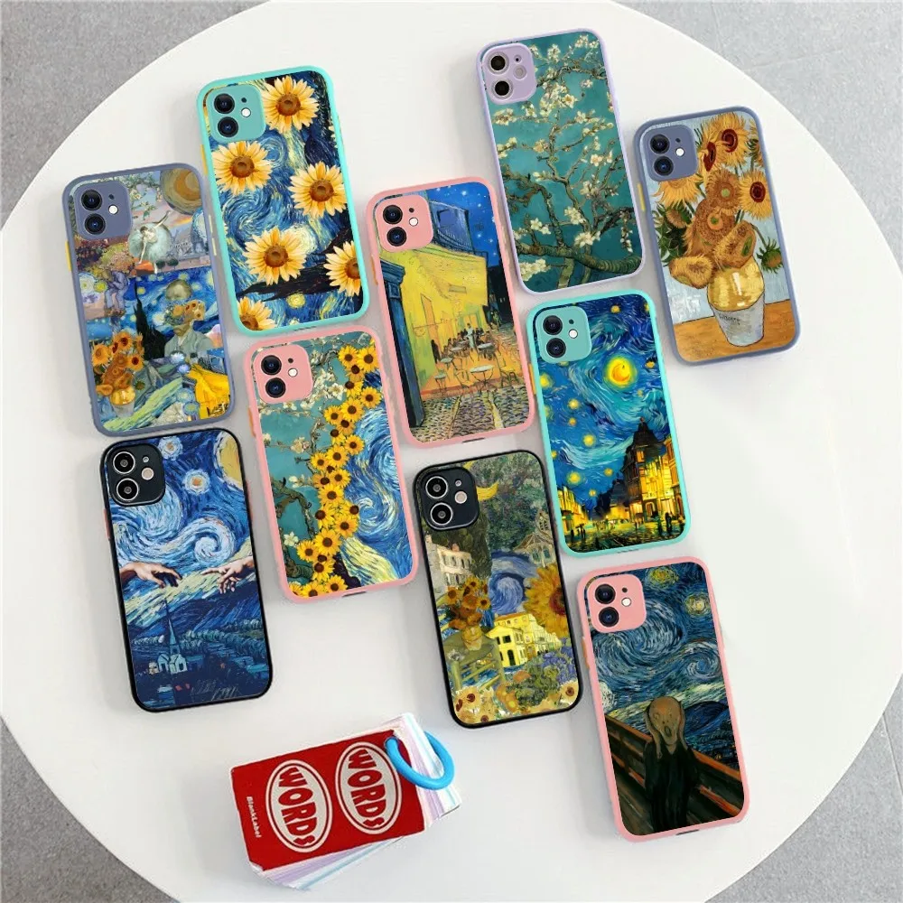 

Van Gogh Starry Sky Art Phone Case For iPhone 14 X XR XS 7 8 Plus 11 12 13 pro MAX 13mini Matte Shockproof Case