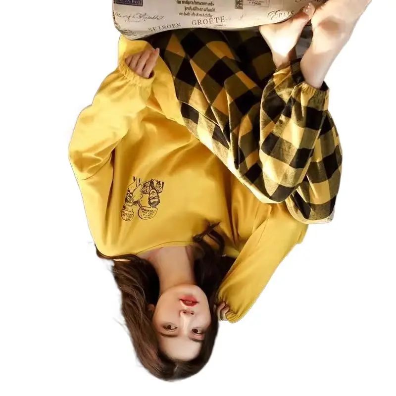 Women's Spring and Autumn Long-sleeved Solid Color Casual Loungewear 2026 Pure Cotton Pajamas Women's  Two-piece Outerwear Suit
