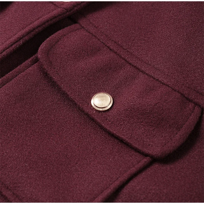 Giacca bordeaux da donna elegante colletto alla coreana vintage monopetto manica lunga tasca cappotto autunno signora ufficio capispalla nuovo