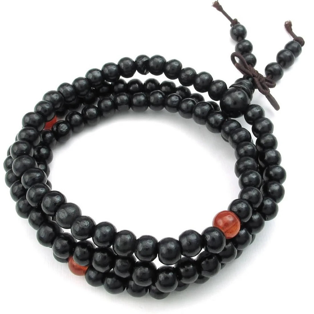 Jewelry Men Bracelet, 8mm Tibetan Buddhist Sandalwood Beads Prayer Bead Chain, Wood, Black