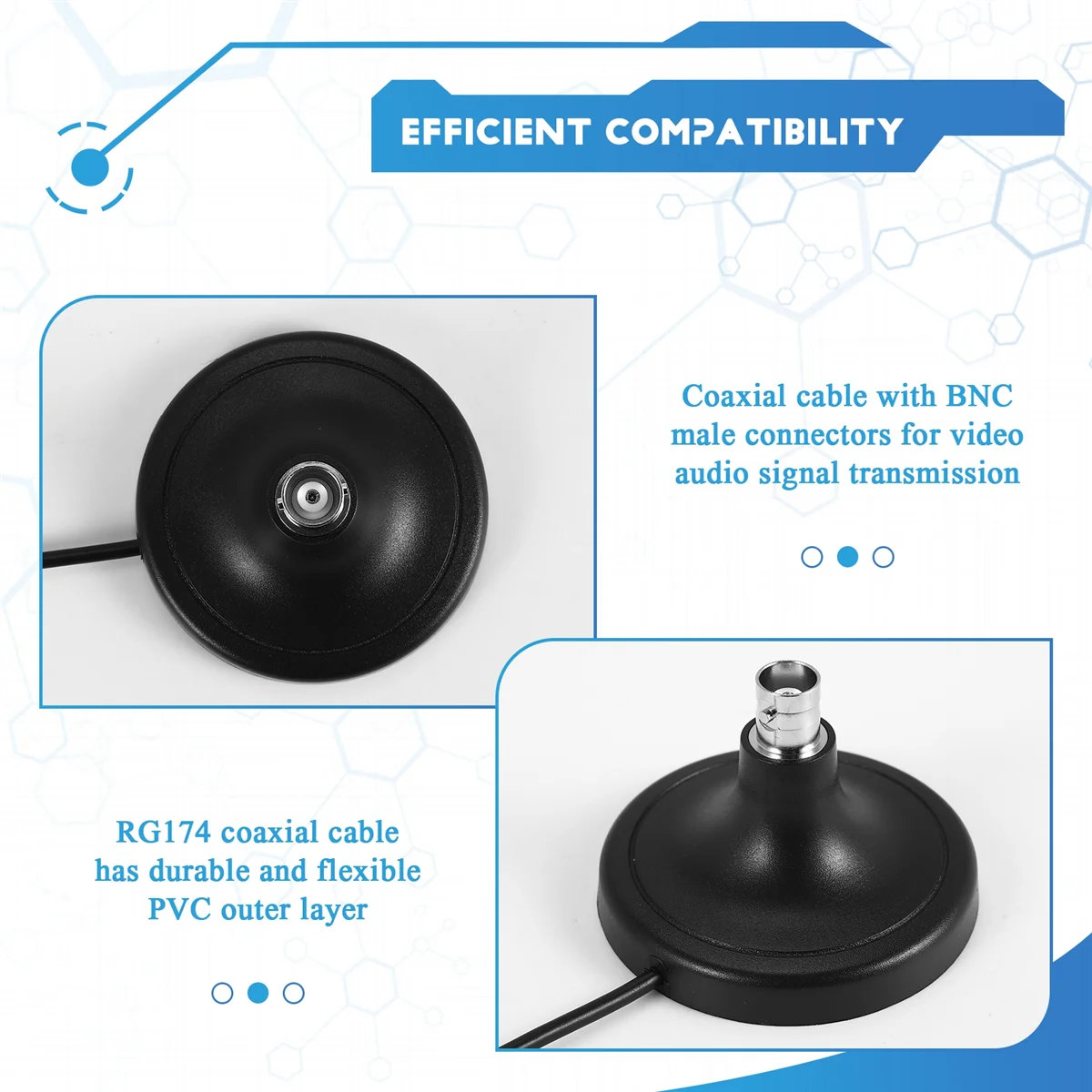 Base d'antenne sans fil haut de gamme, Base d'antenne de Microphone avec aimant, câble Rg174 de 3 mètres, antenne Bnc mâle